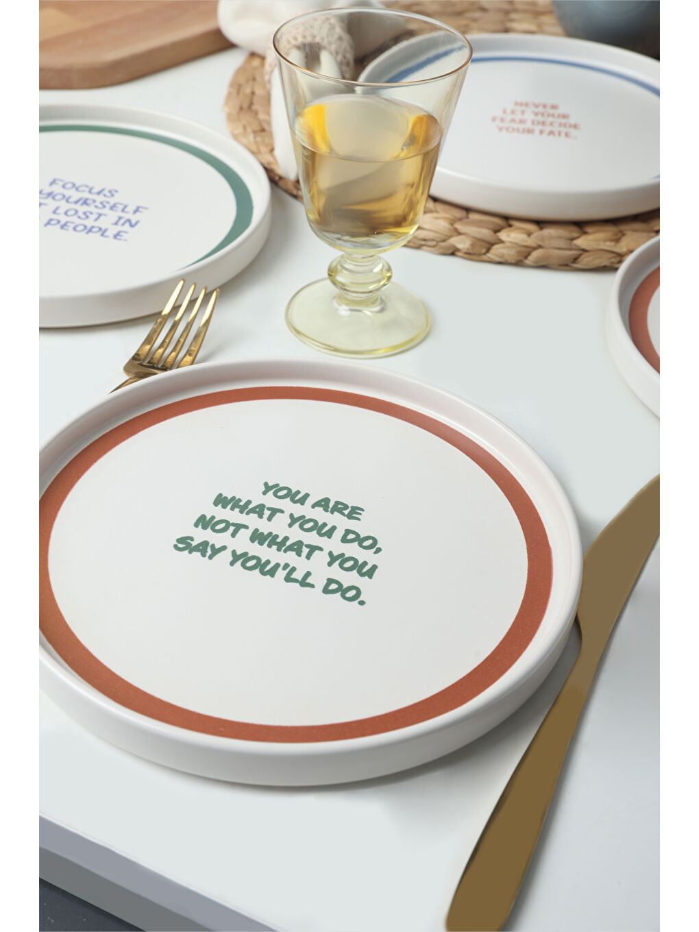 Karışık Motto Style  Stackable Pasta Tabağı 21 Cm 4 Adet-3