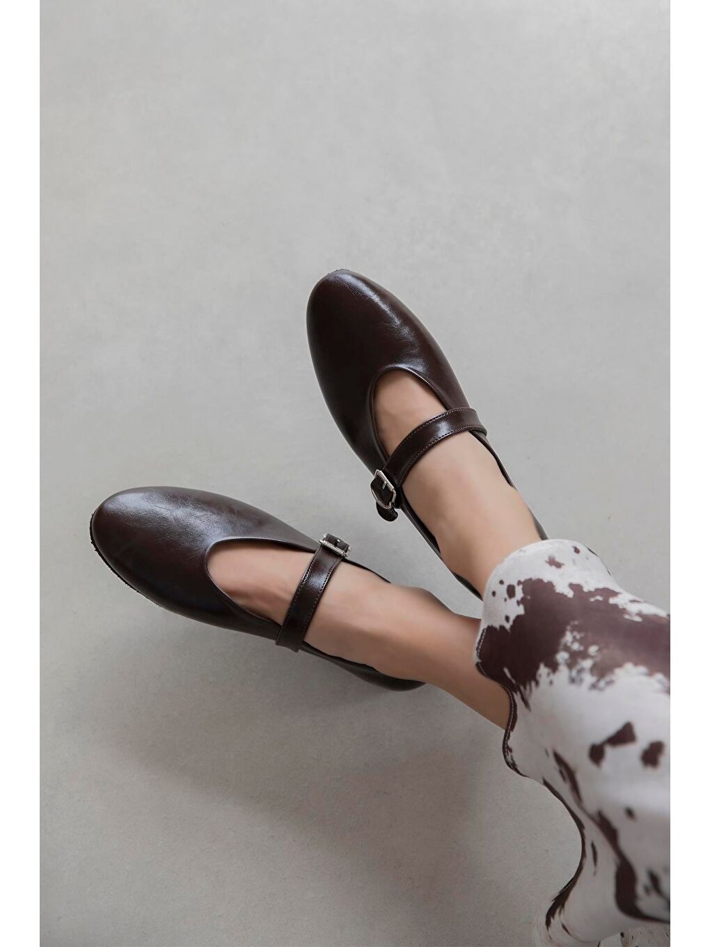 Kahverengi Jun Kadın  Kırışık Deri Babet Kahve-1