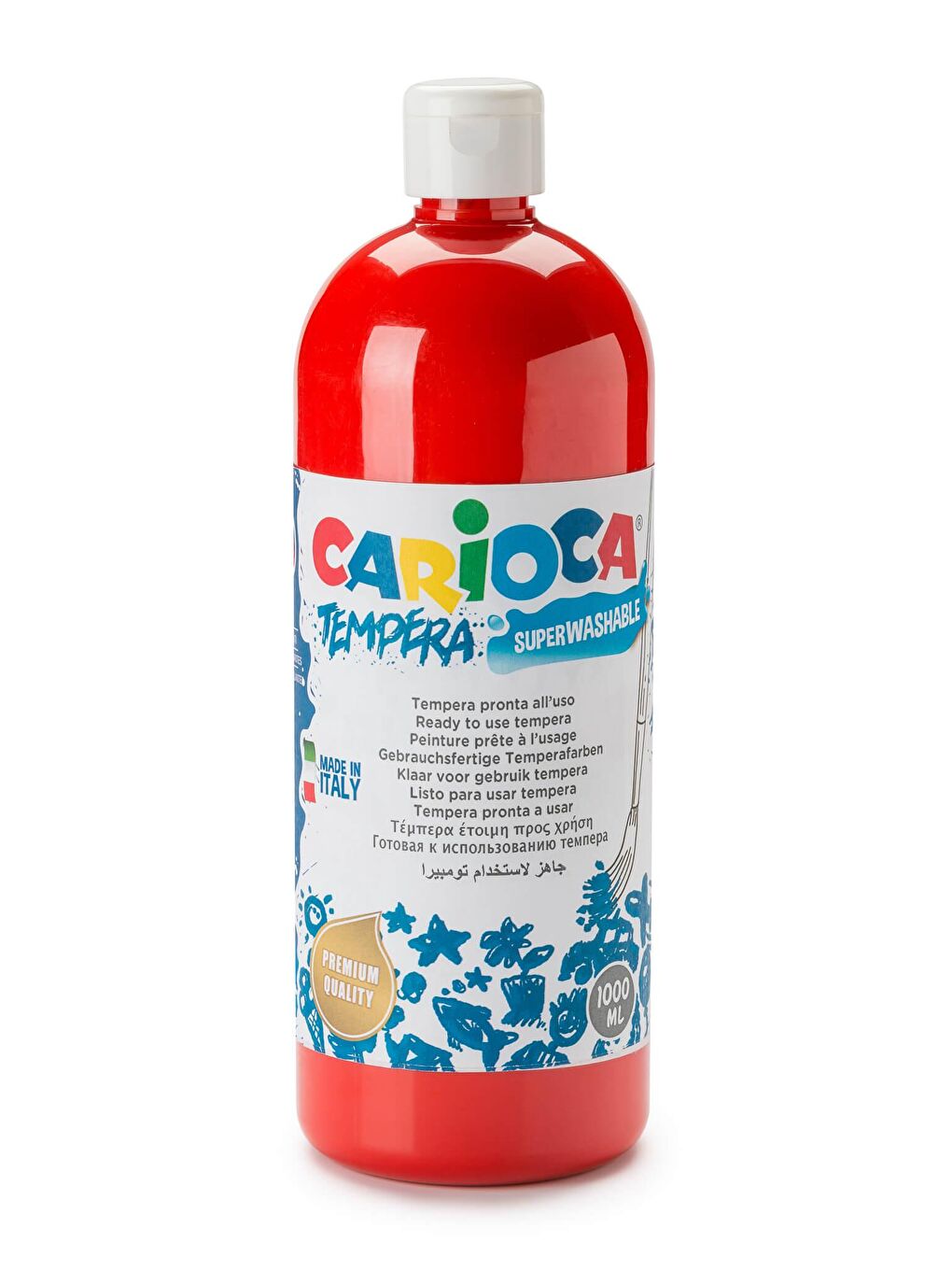 CARIOCA Kırmızı Tempera Boya - Kırmızı (Süper Yıkanabilir) 1000ml - 1350gr / Plastik Şişede