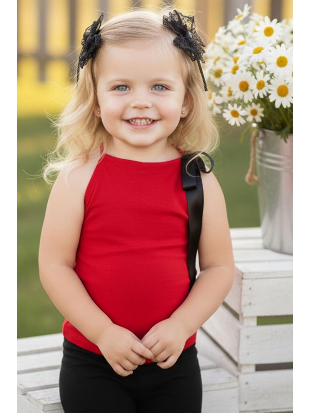Kız Bebek Coco Kırmızı Halter Üst Toka Takım-1