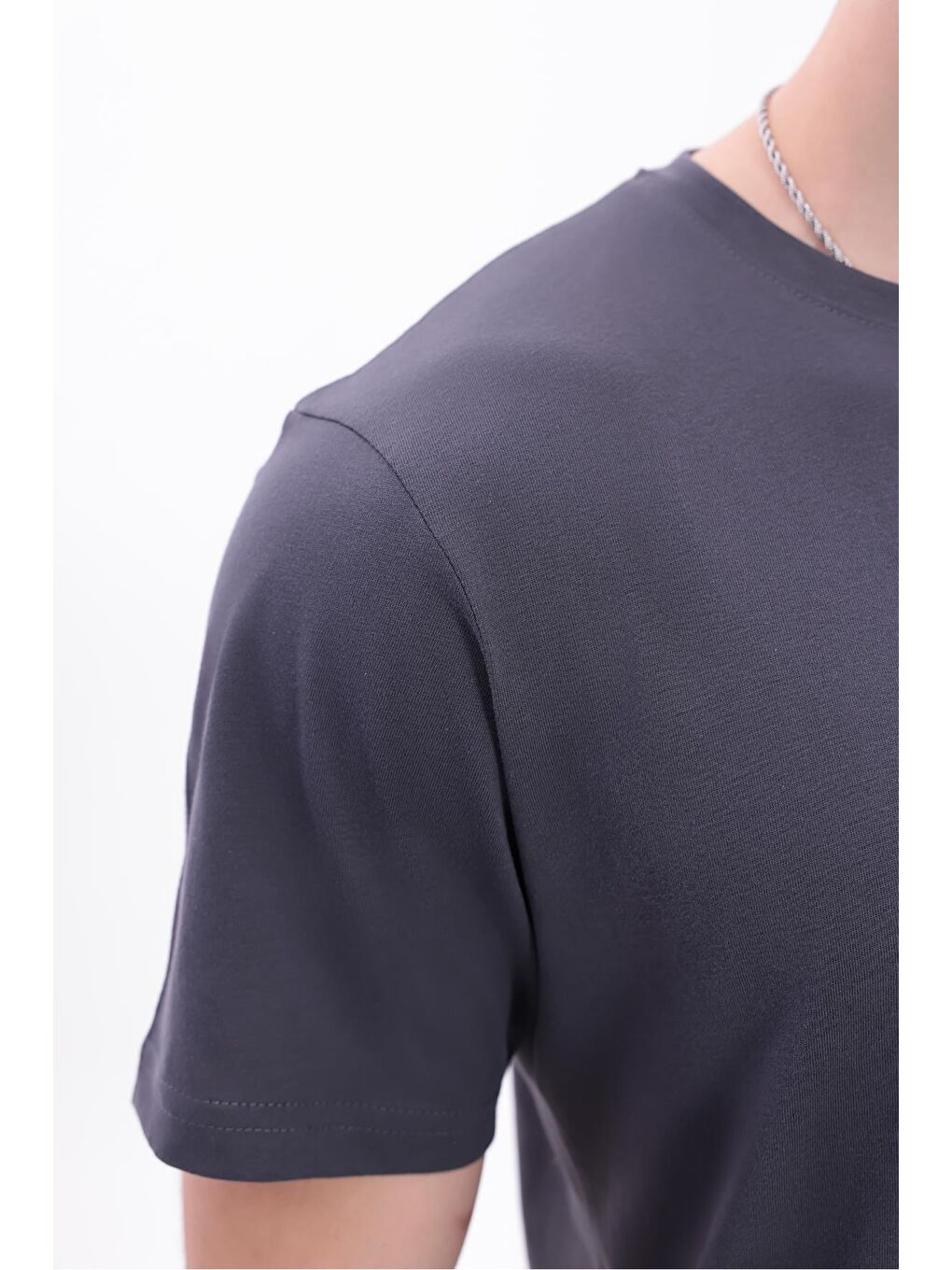 Karışık Erkek Siyah-Beyaz-Lacivert-Antrasit-Bej Normal Kalıp Bisiklet Yaka %100 Pamuk 5’Li Basic Tişört Seti-6