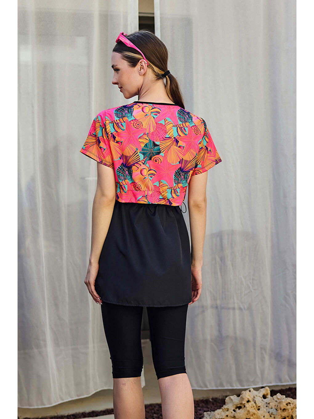 Siyah Kısa Kollu Yarı Kapalı Mayo Sude R2803 Color Shell-2