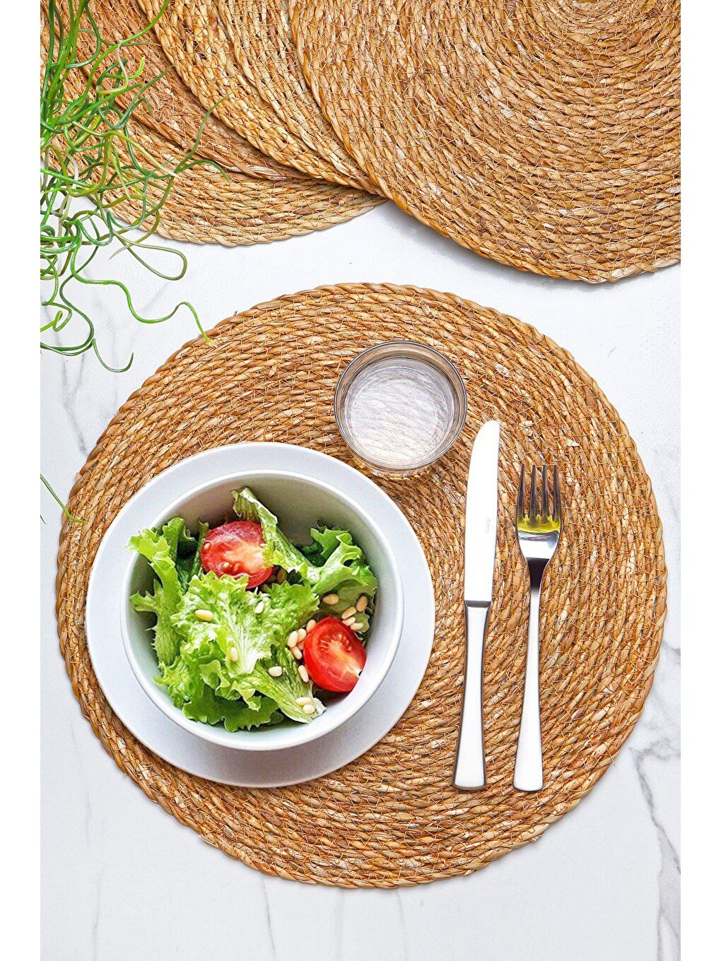 Kahverengi 6 Adet Dekoratif Hasır Jüt Supla - Amerikan Servis Seti