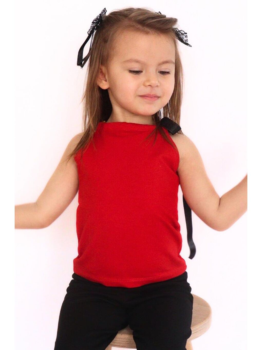 Kız Bebek Coco Kırmızı Halter Üst Toka Takım-4