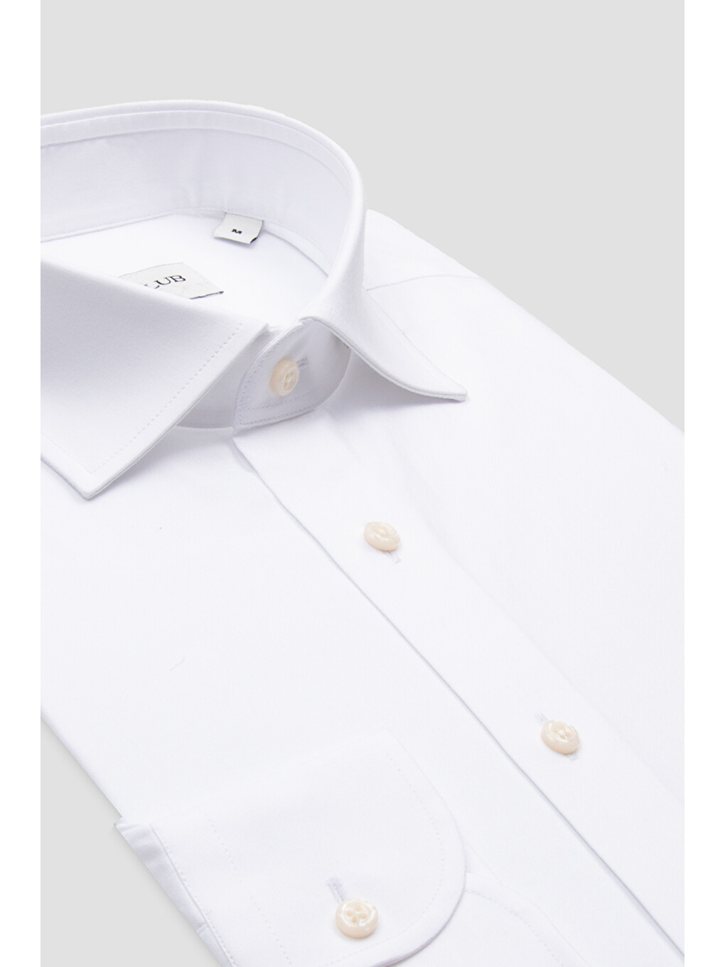 Oscar Twill Pamuklu Slim Fit Beyaz Klasik Yaka Erkek Düz Gömlek-2