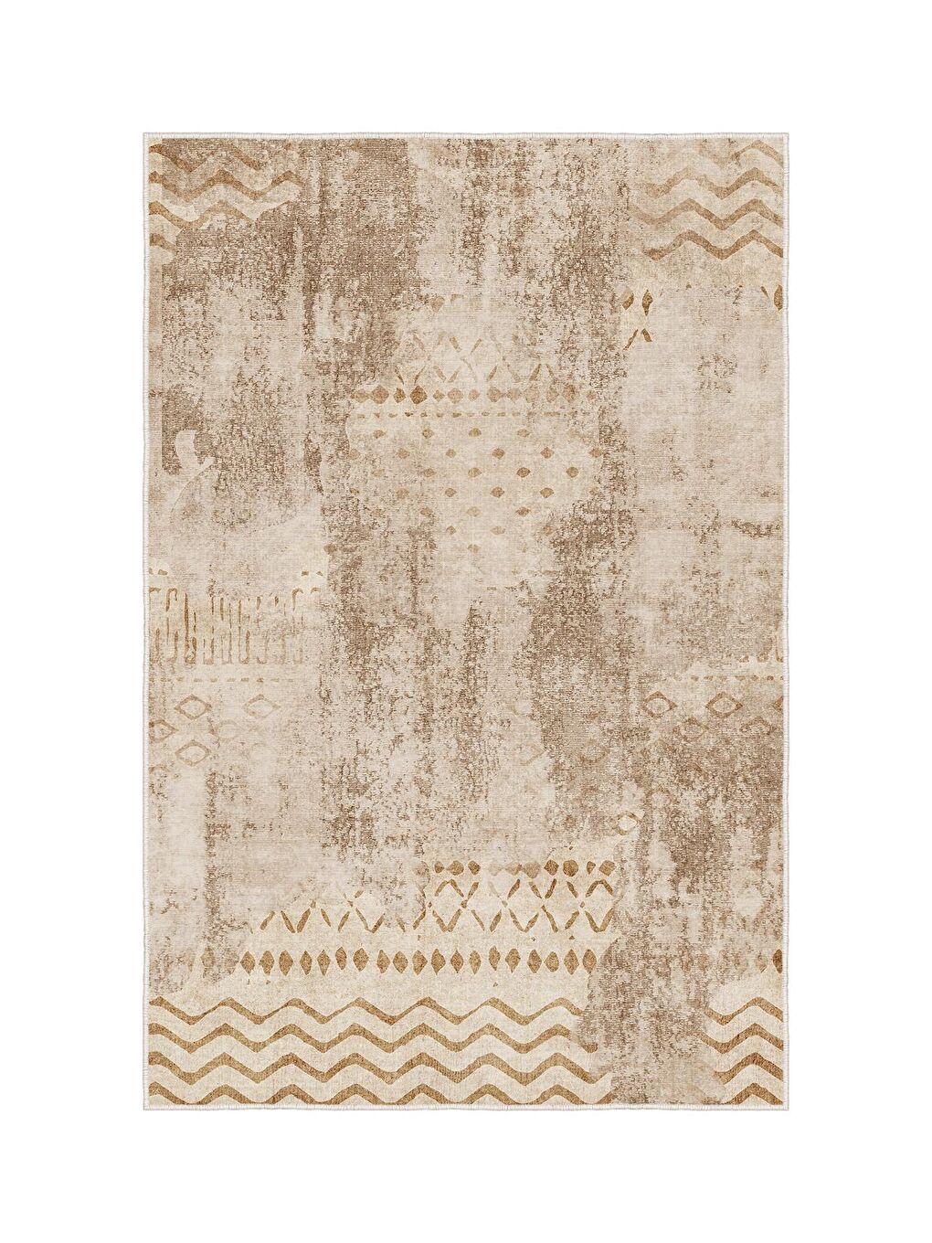 Bej Özel Tasarım, Kaymaz Taban, İnce, Yıkanabilir, Modern Halı WOOKECE1444 120x180-3