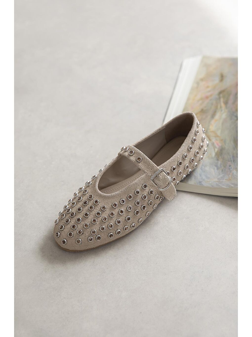 Sofia Kadın Drop Detay Süet Babet Bej-3