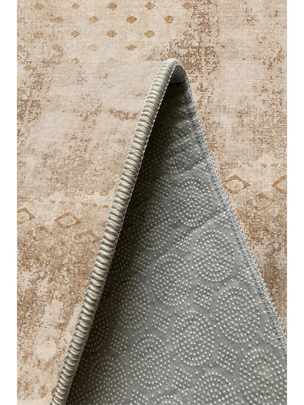 Bej Özel Tasarım, Kaymaz Taban, İnce, Yıkanabilir, Modern Halı WOOKECE1444 120x180-5