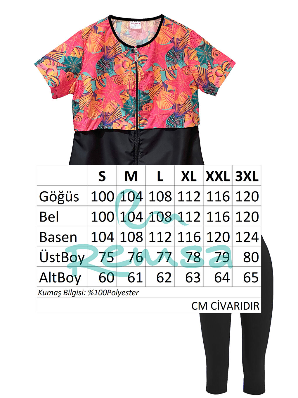 Siyah Kısa Kollu Yarı Kapalı Mayo Sude R2803 Color Shell-4