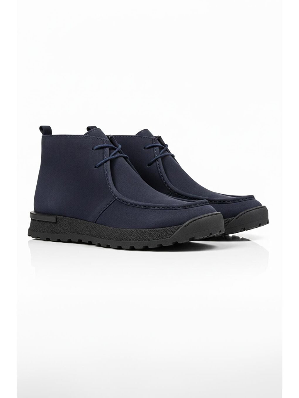 Lacivert Hakiki Deri Bağcıklı Nubuk Casual Bot-1