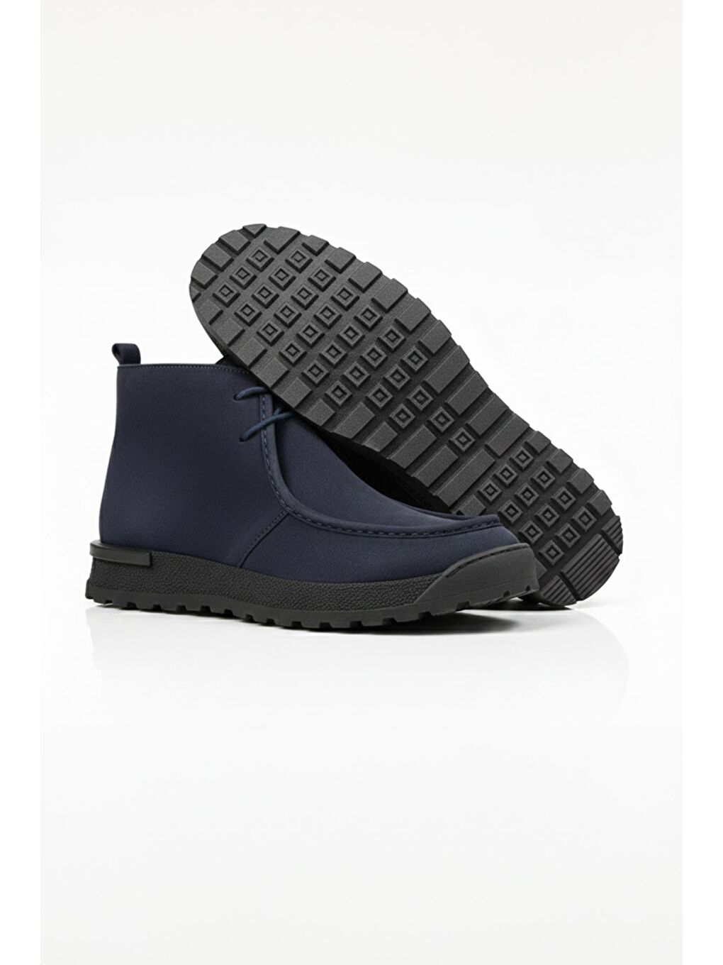 Lacivert Hakiki Deri Bağcıklı Nubuk Casual Bot-2
