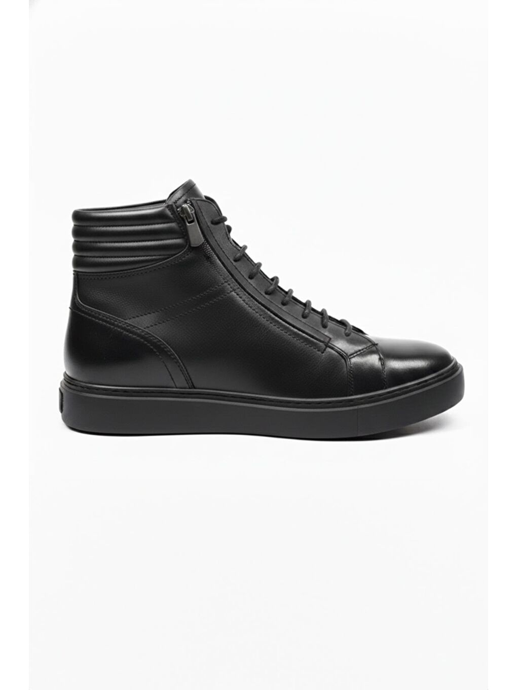 Siyah Hakiki Deri Fermuarlı Casual Bot