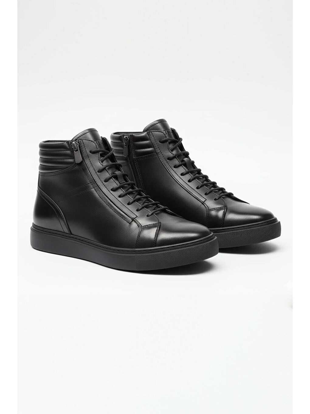 Siyah Hakiki Deri Fermuarlı Casual Bot-1