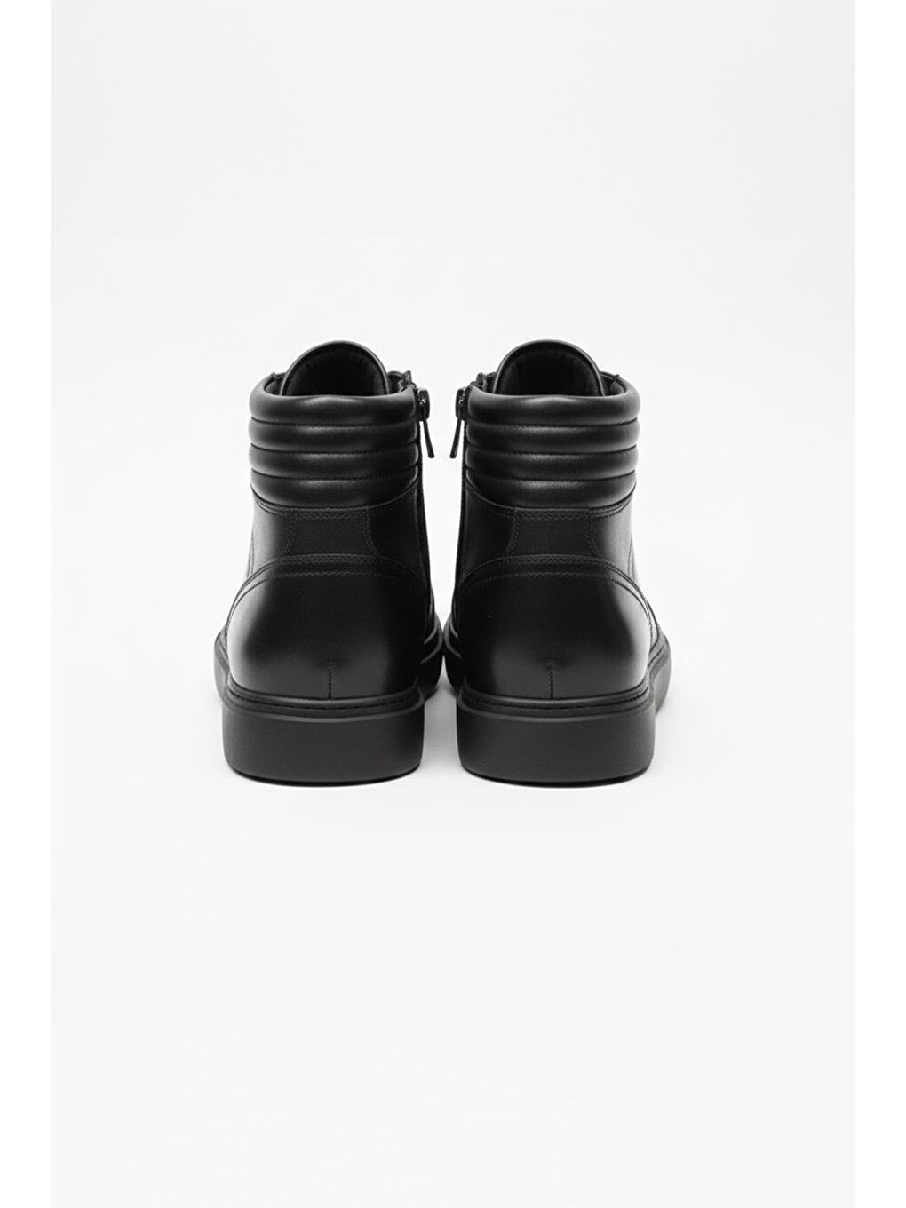 Siyah Hakiki Deri Fermuarlı Casual Bot-2