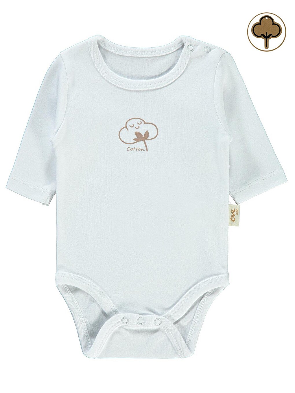 Baby Bebek Organik Çıtçıtlı Badi 0-18 Ay Beyaz