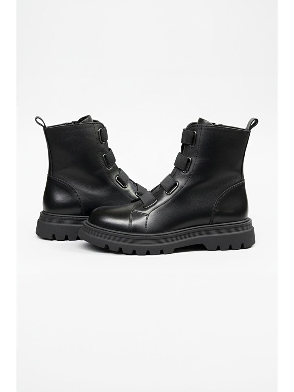 Siyah Hakiki Deri Lastik Detaylı Bot-2