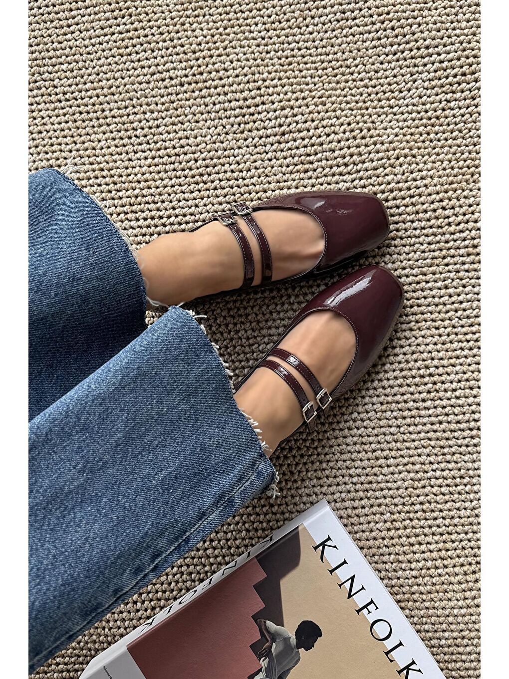 Elvira   Kadın  Kemer  Detay  Rugan  Babet Bordo