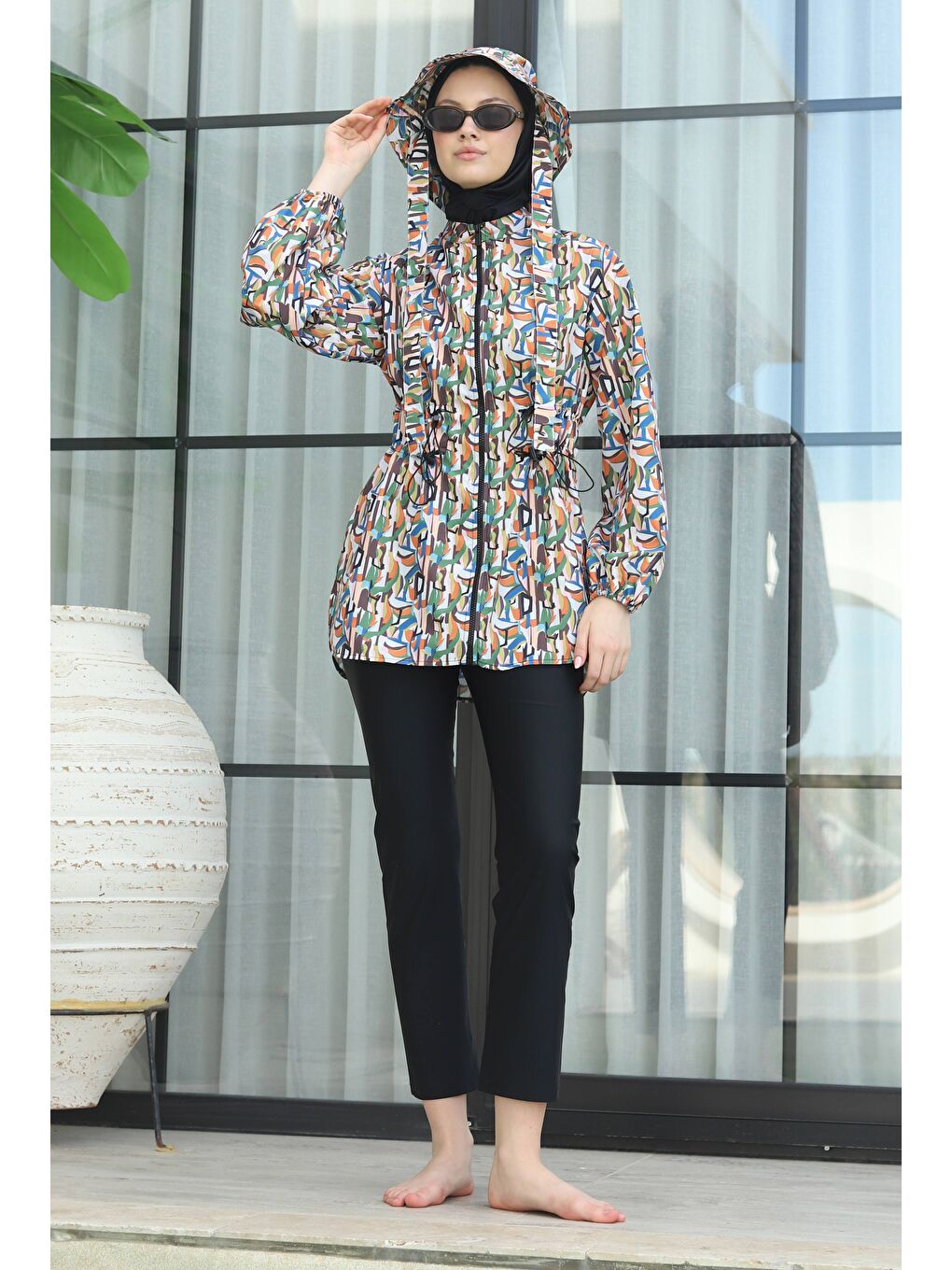 Elastanlı Yüzme Taytı Siyah-4