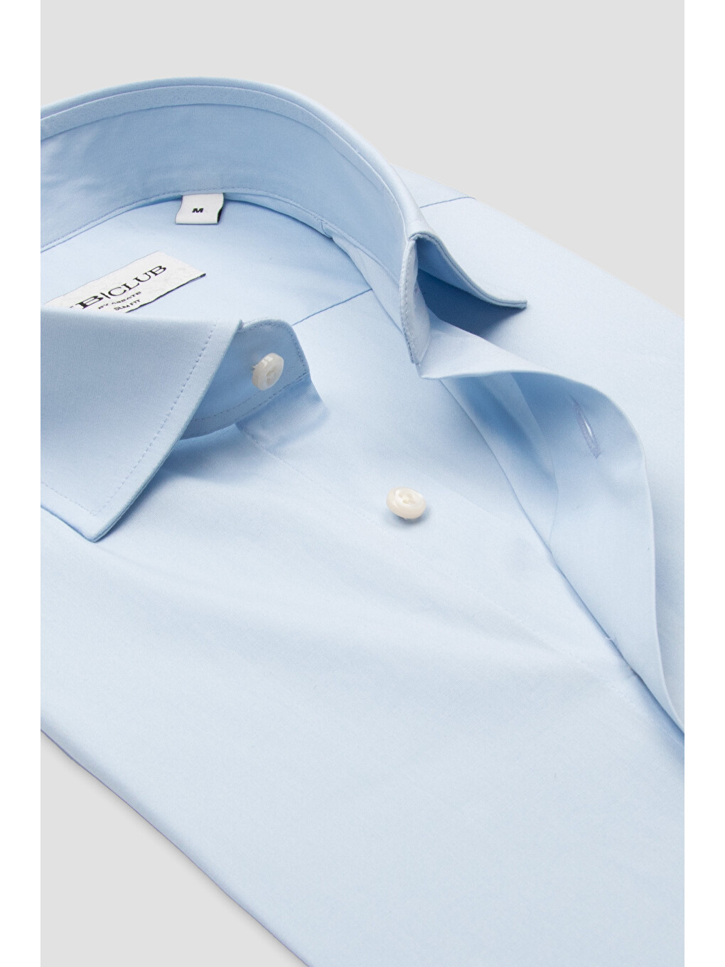 Oscar Oxford Stretch Pamuk Karışımlı Slim Fit Açık Mavi Klasik Yaka Erkek Düz Gömlek-1