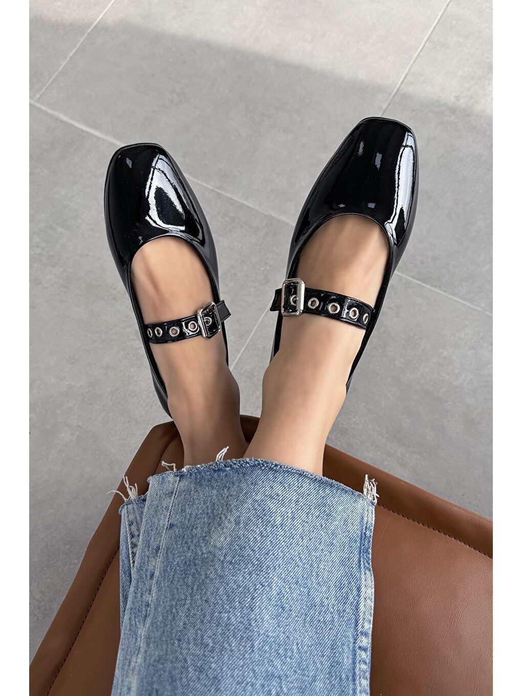 Jules  Kadın  Kemer  Detay  Rugan  Babet Siyah