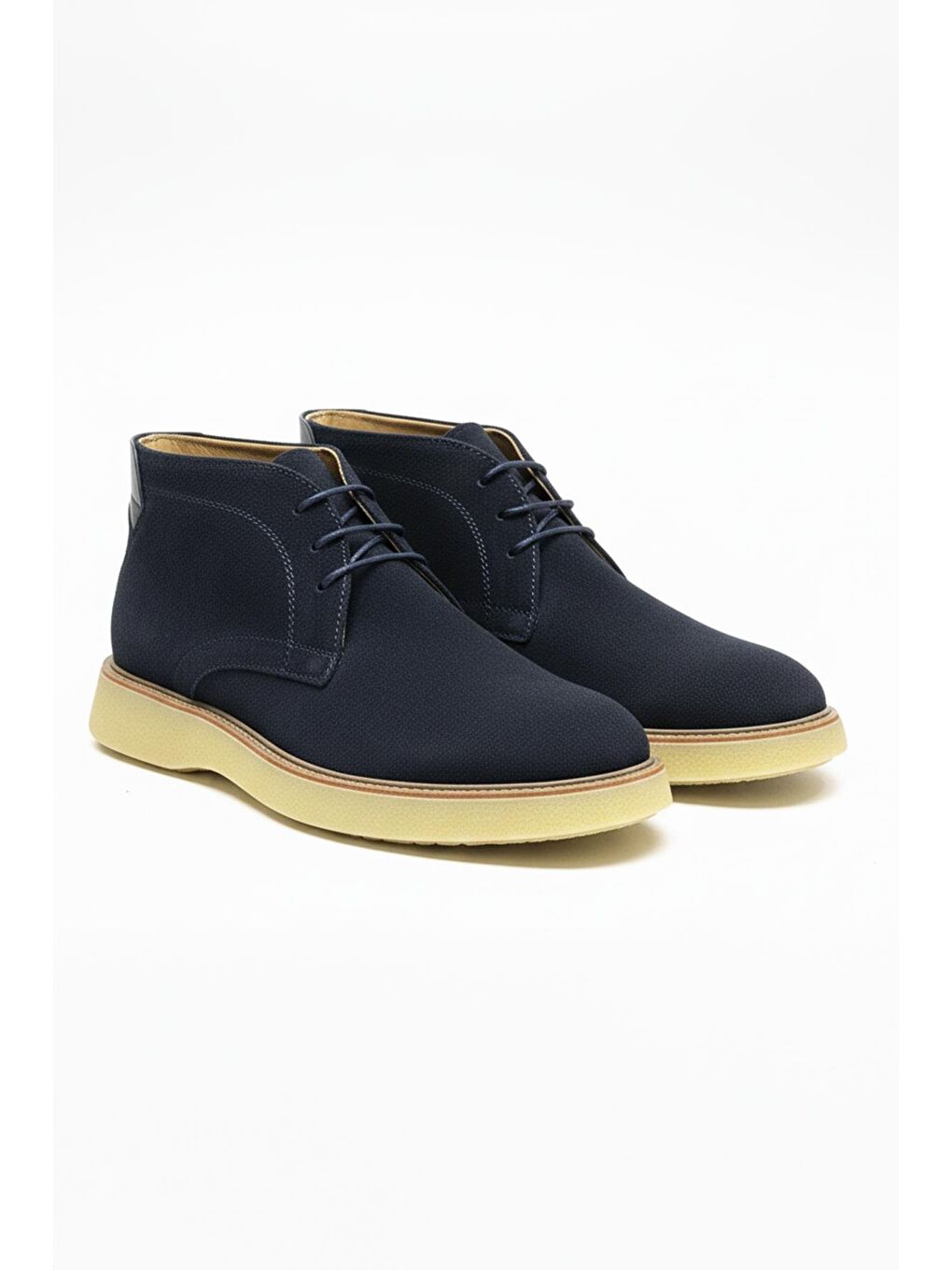Lacivert Hakiki Deri Bağcıklı Nubuk Casual Bot-1