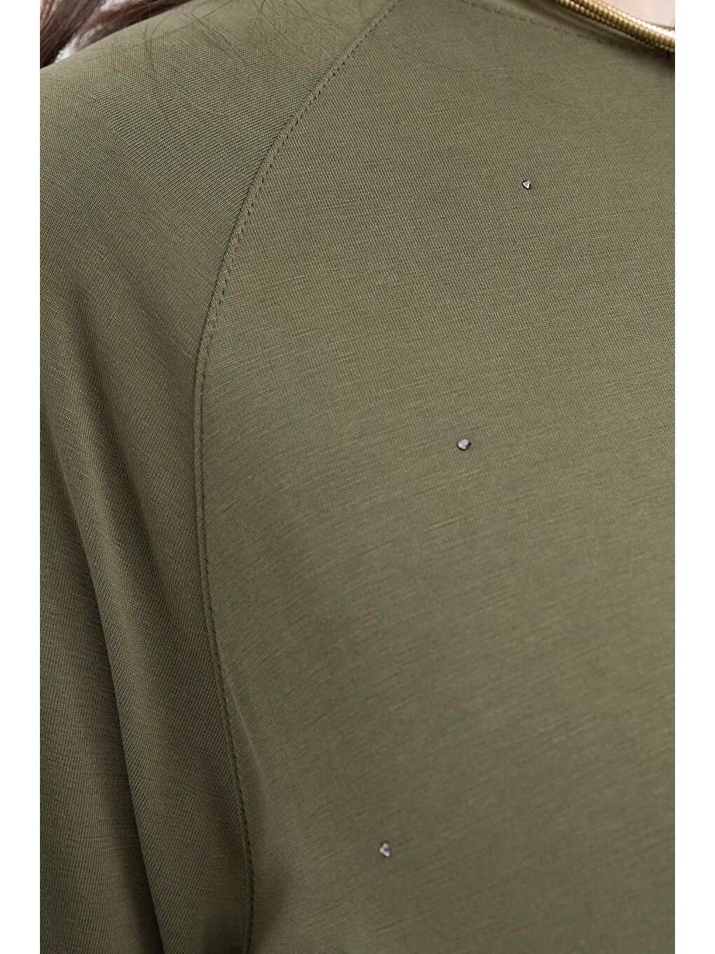 Haki-Taş Baskılı Büyük Beden Tunik-4