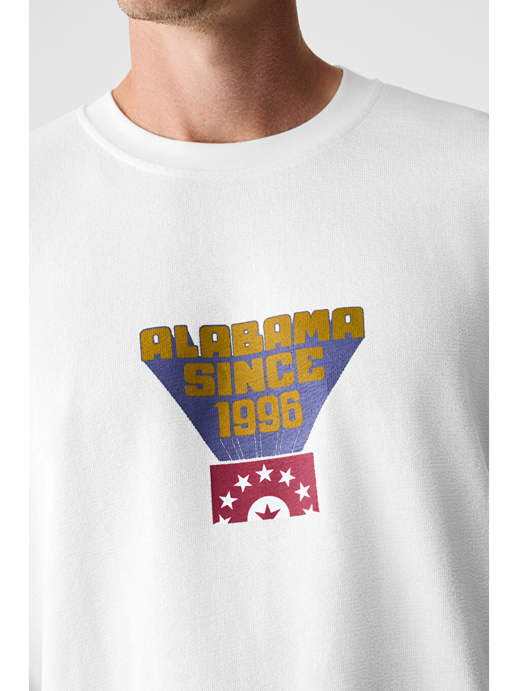 Erkek %100 Organik Pamuklu Bisiklet Yakalı Uzun Kollu Beyaz T-shirt-4