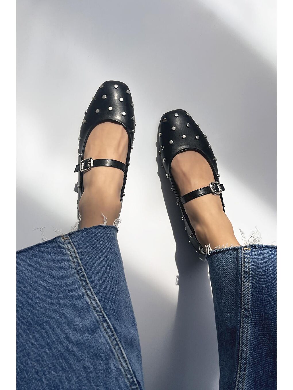 Azure Kadın  Drop  Detay  Deri  Babet Siyah-1