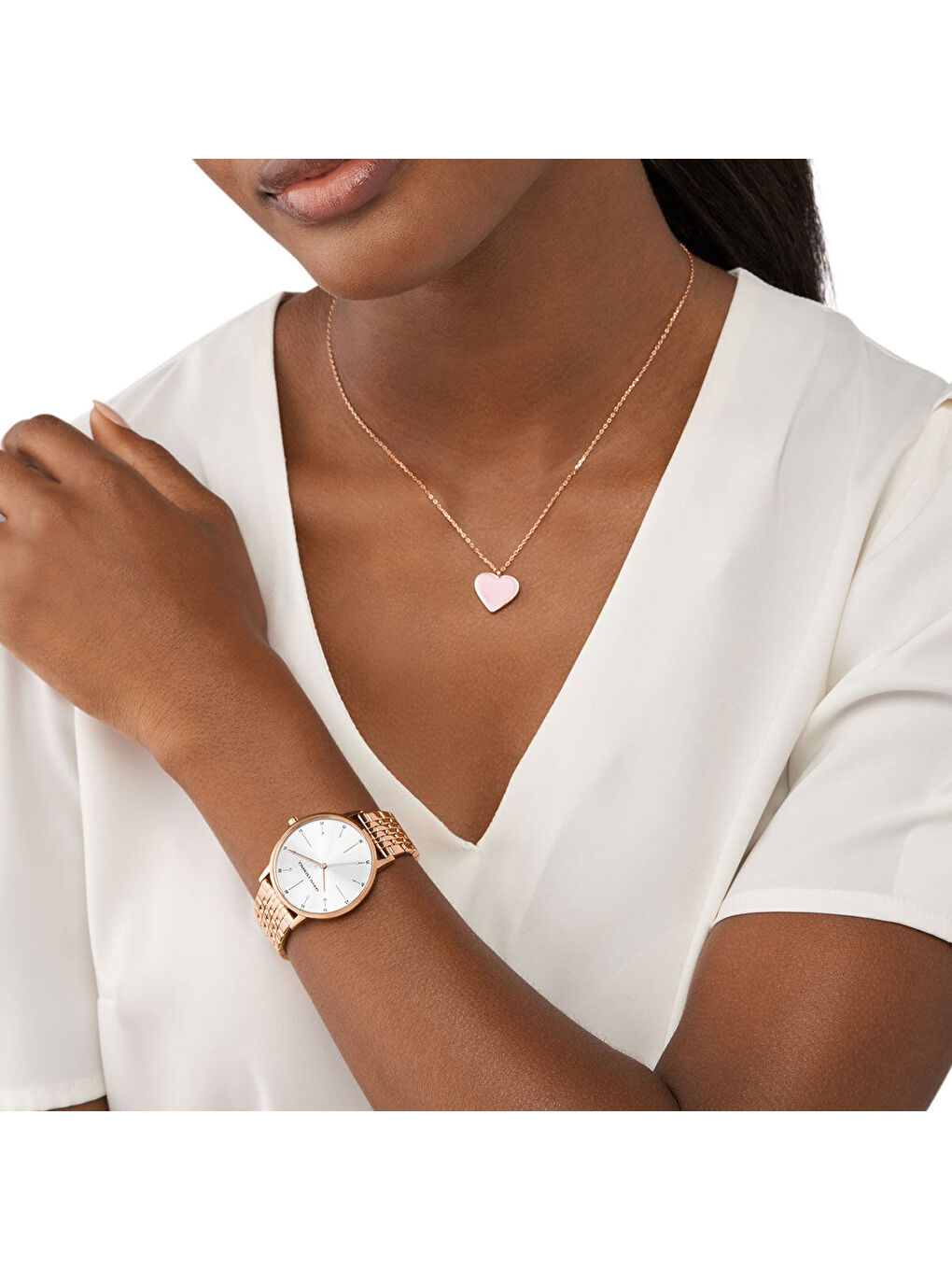 Pembe AX7145SET Kadın Kol Saati ve Kolye Seti-5