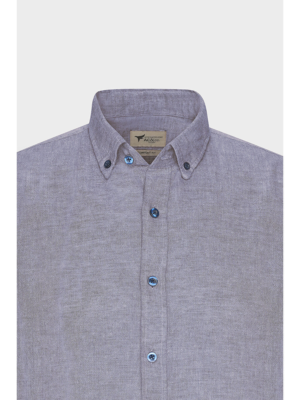 Erkek Lacivert Comfort Fit Rahat Kesim Düğmeli Yaka Casual Keten Gömlek-6