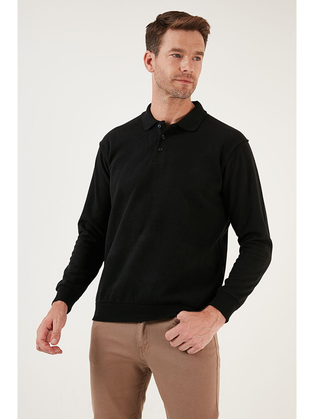 Lacivert Pamuklu Regular Fit Düğmeli 2'li Paket Polo Yaka Kazak 456211S2-2