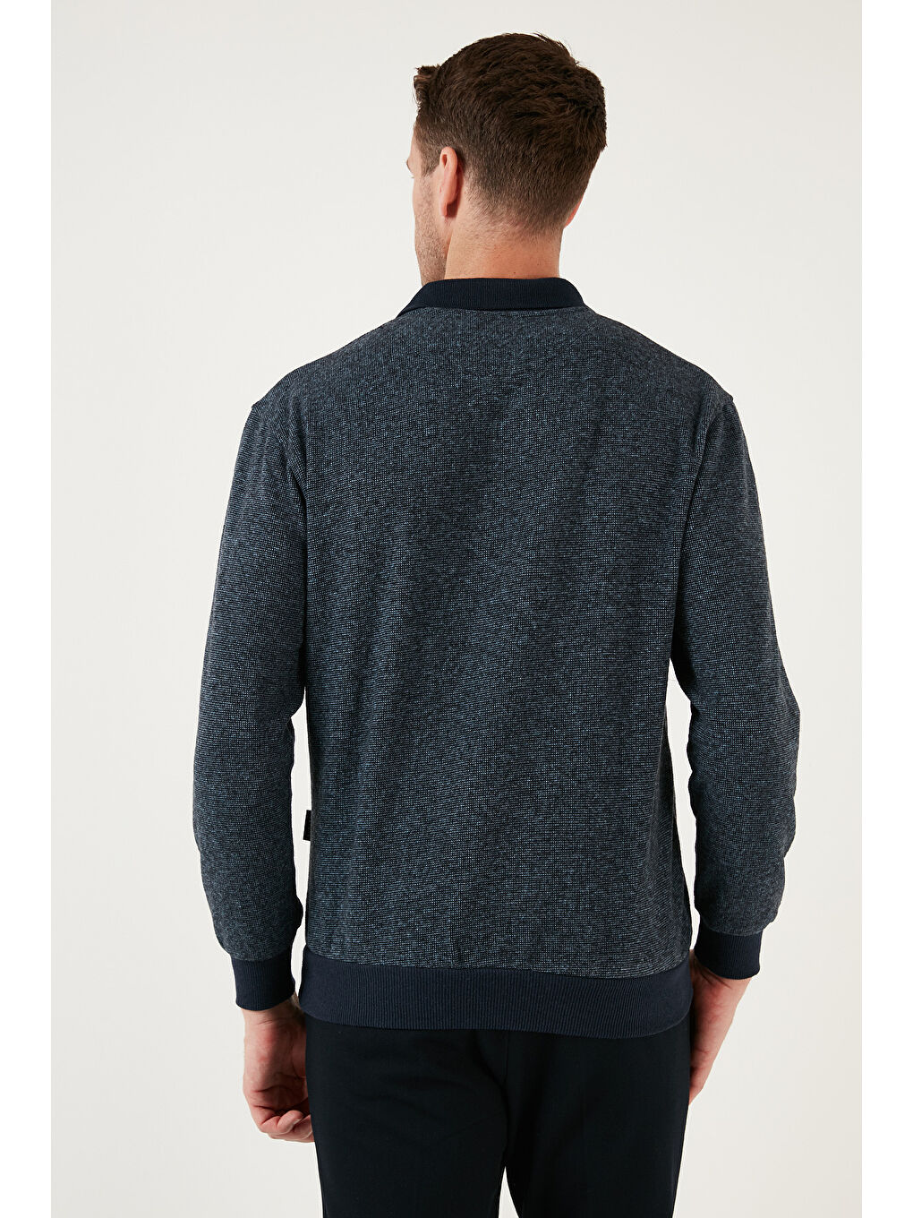 Lacivert Pamuklu Regular Fit Düğmeli 2'li Paket Polo Yaka Kazak 456211S2-3