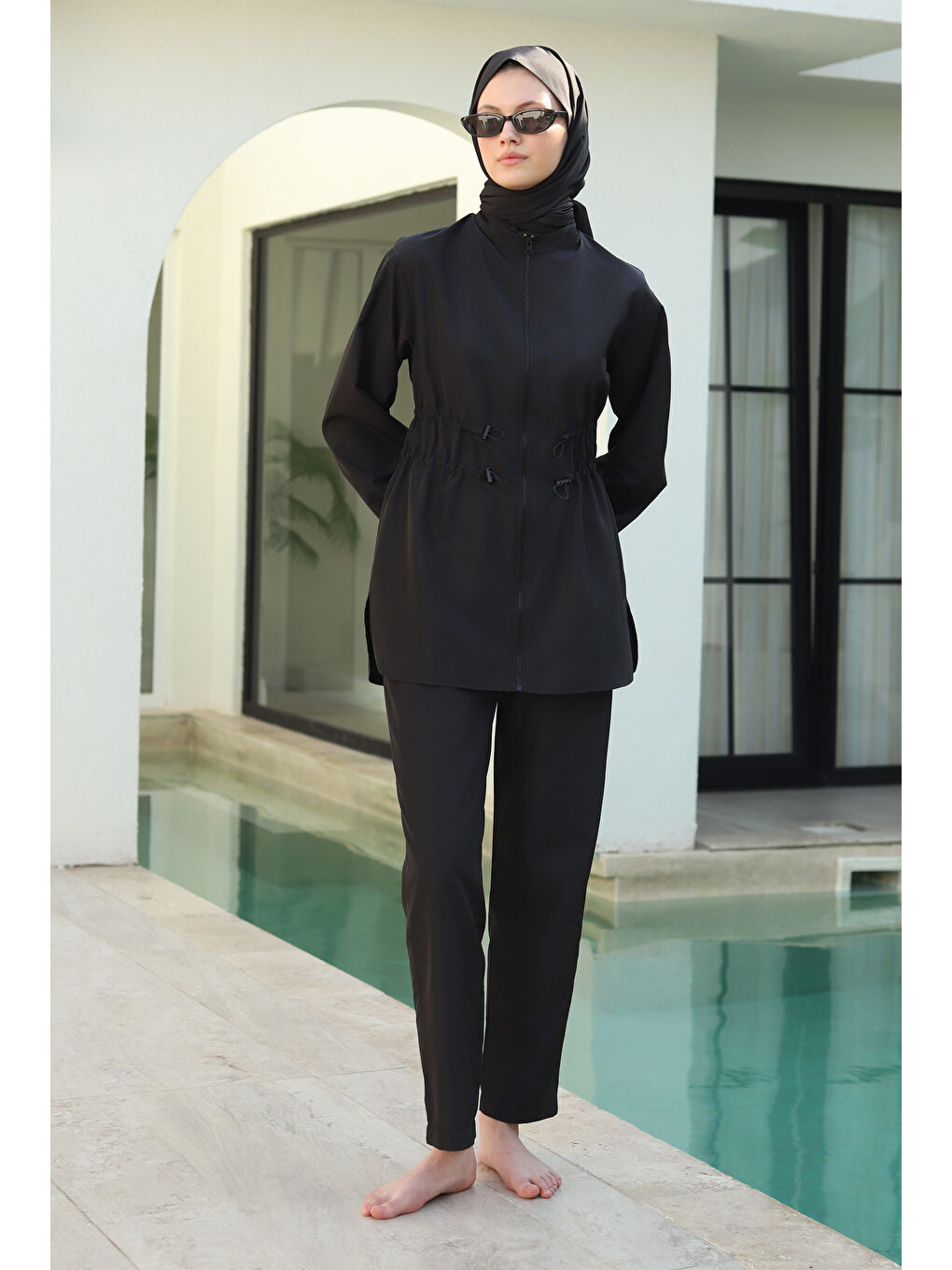 Çift Tünelli Mayo Tunik Siyah