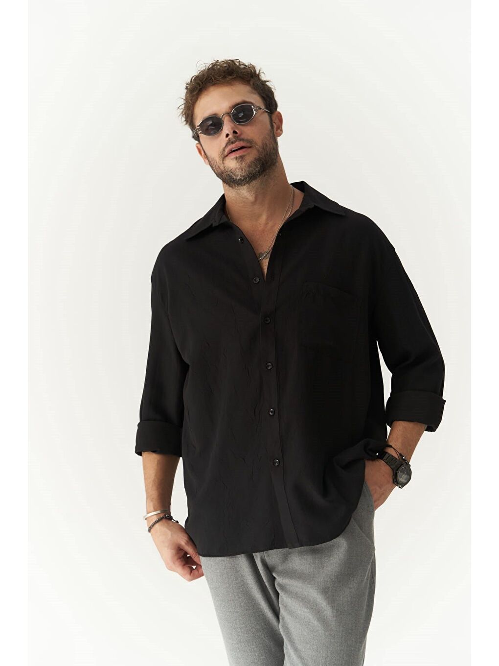 Juan Erkek Siyah Gömlek-5