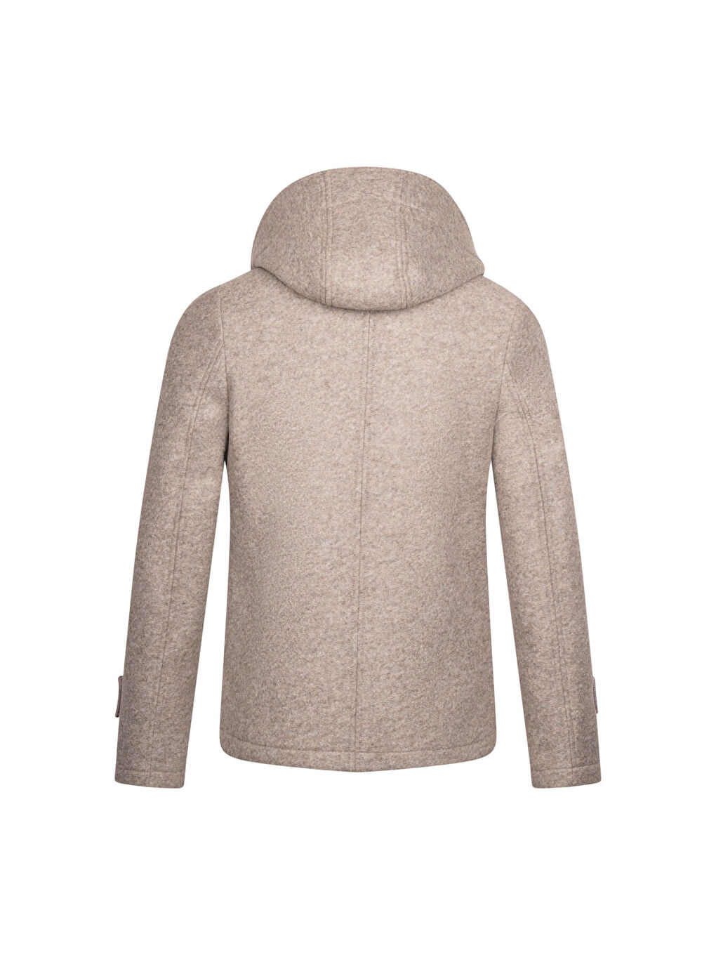 Bej Regular Fit Hakim Yaka Kapüşonlu Yünlü Kaşe Mont-1