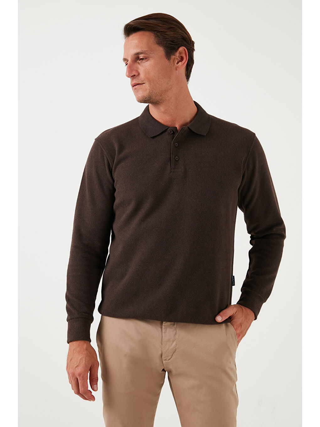 Bej Pamuk Karışımlı Regular Fit 2'li Paket Polo Yaka Kazak 456223S2-2