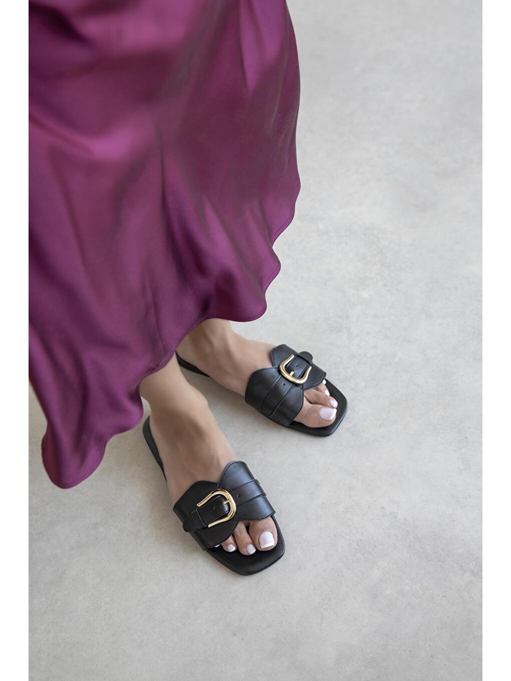 Pablo Kadın Günlük Deri Terlik Siyah-2