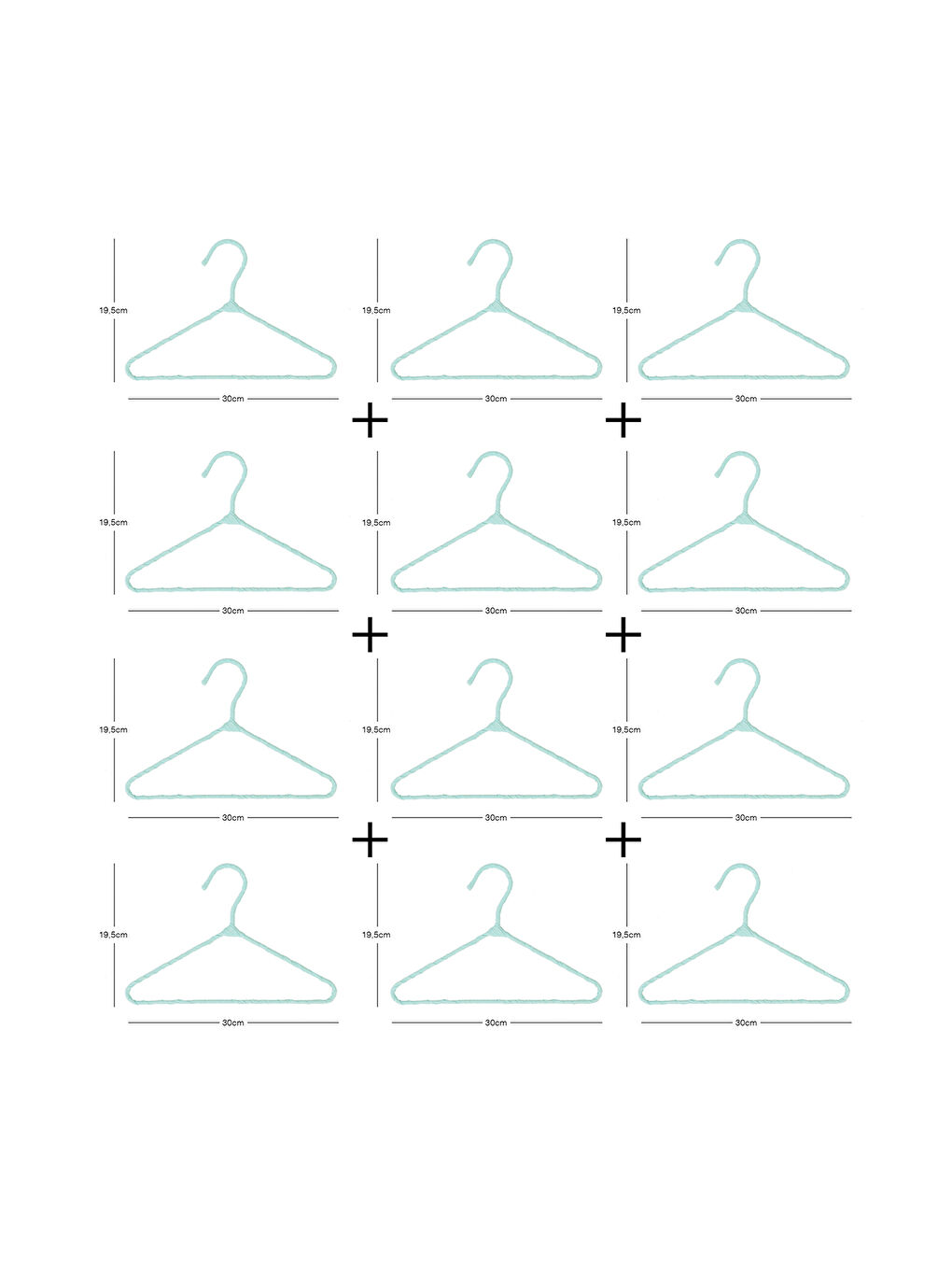 Yeşil 12'li Mint Renk Kumaş Kaplı Metal Bebek Giysi Askısı19.5 x 30 x 0.3 cm-6