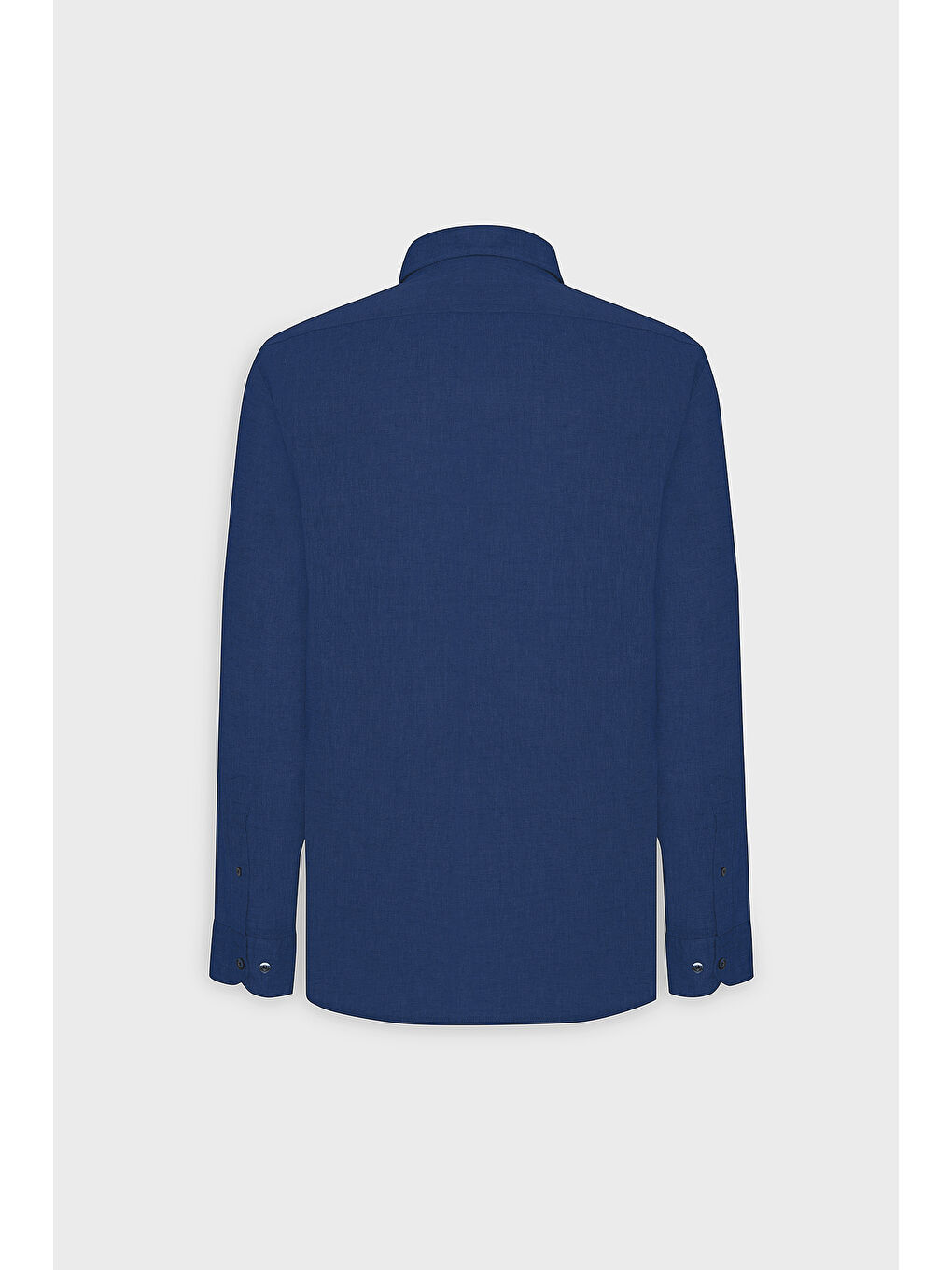 Erkek İndigo Comfort Fit Rahat Kesim Düğmeli Yaka Casual Keten Gömlek-9