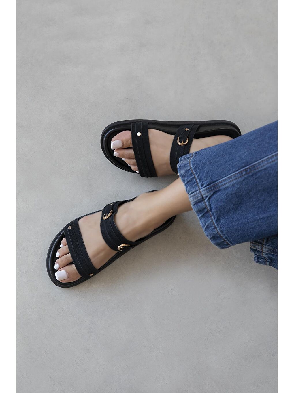 Cistra Kadın Günlük Konfor Süet Terlik Siyah-1