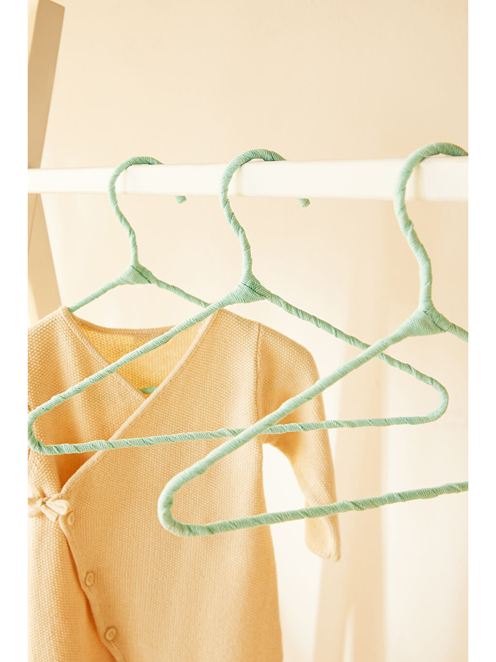 Yeşil 6'lı Mint Renk Kumaş Kaplı Metal Bebek Giysi Askısı19.5 x 30 x 0.3 cm-2