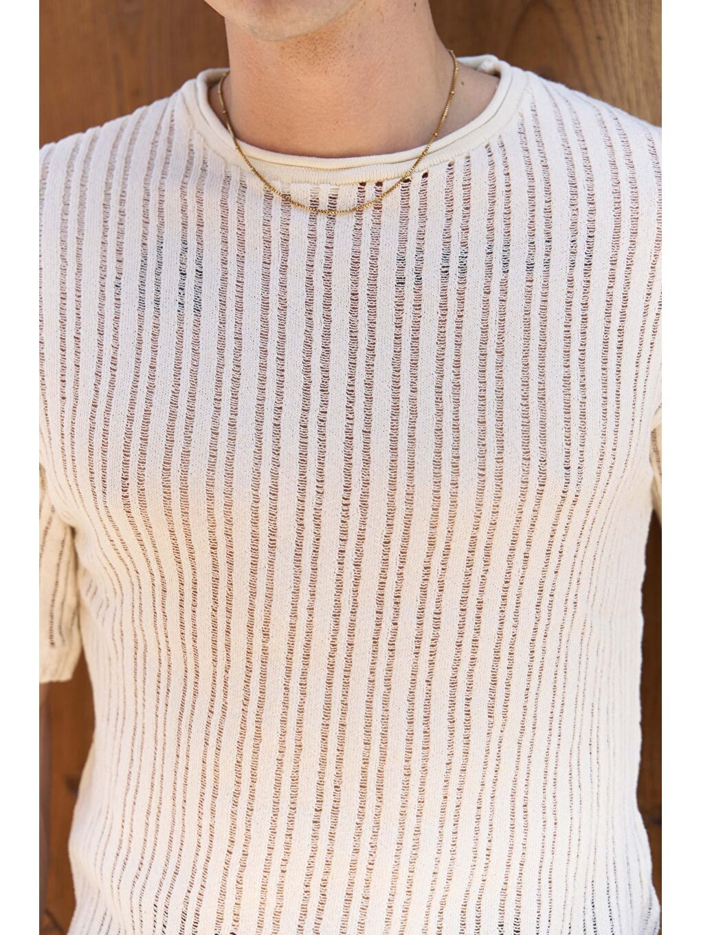 Joseph Erkek Yuvarlak Yaka Ekru Triko T-Shirt-5