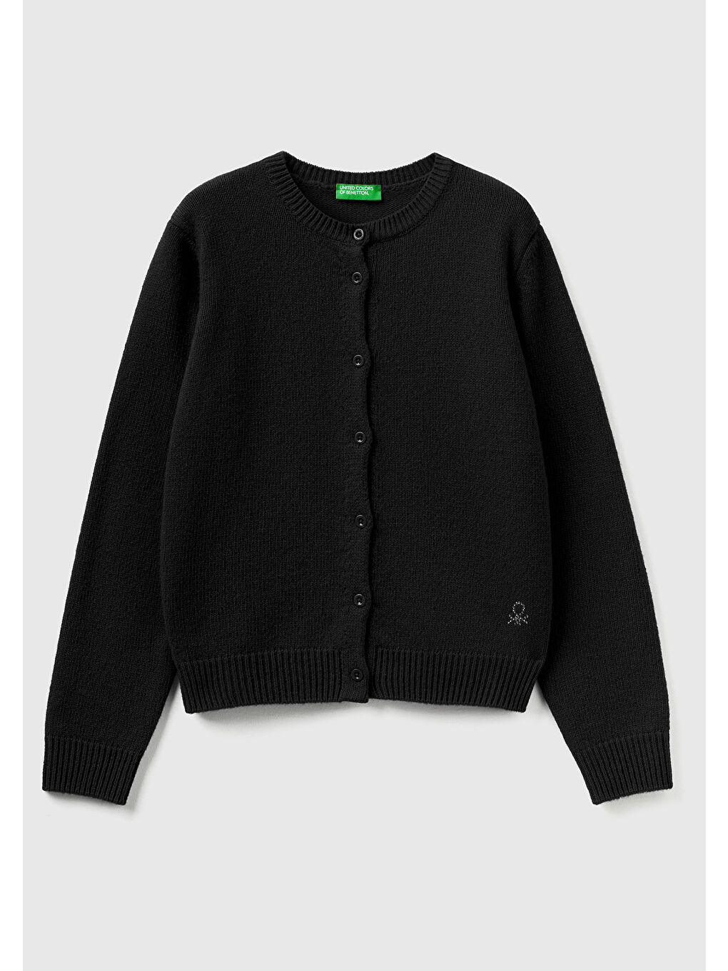 Kız Çocuk Siyah Logo Detaylı Düğmeli Hırka