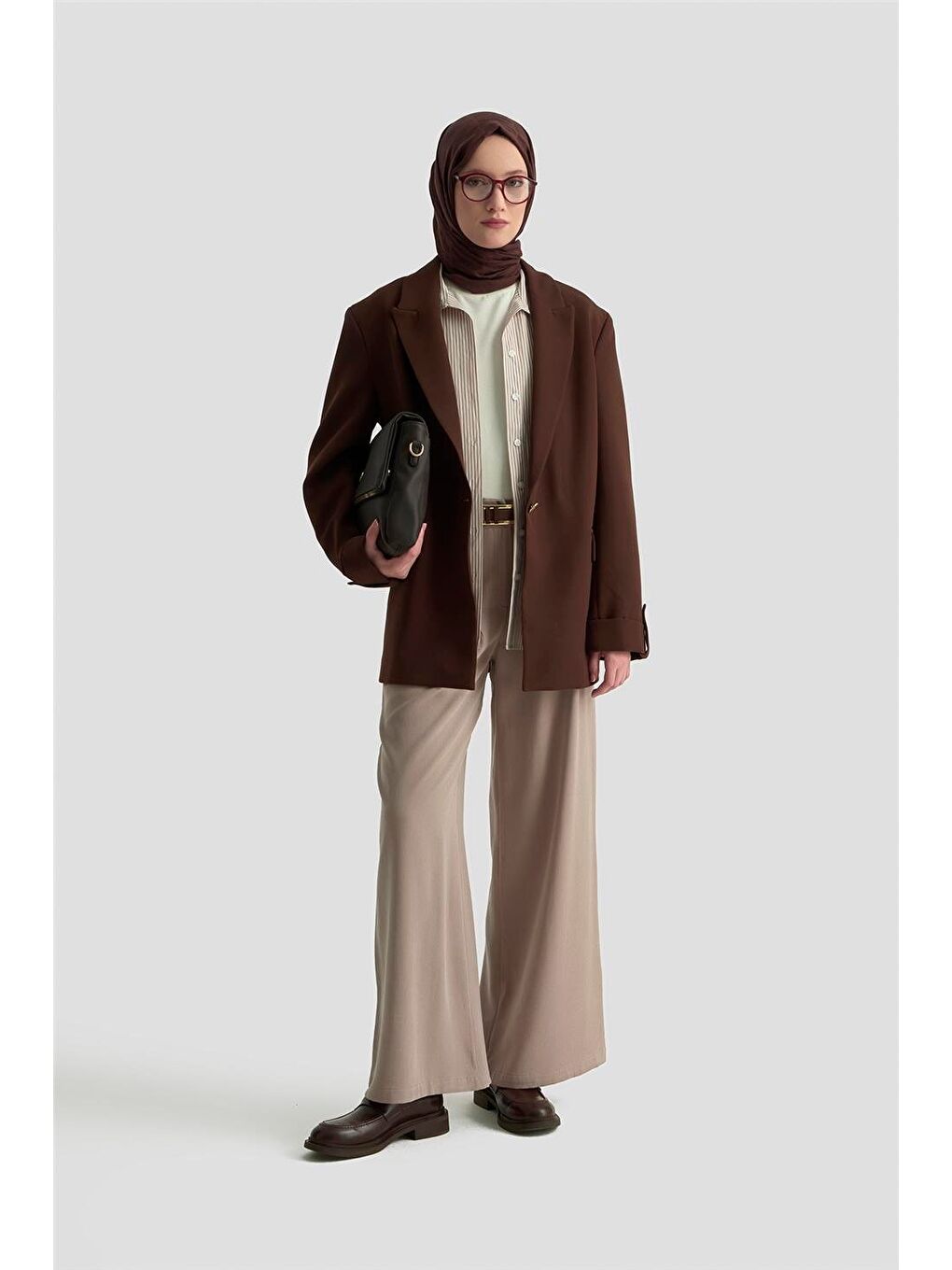 Bej Palazzo Pantolon Vizon