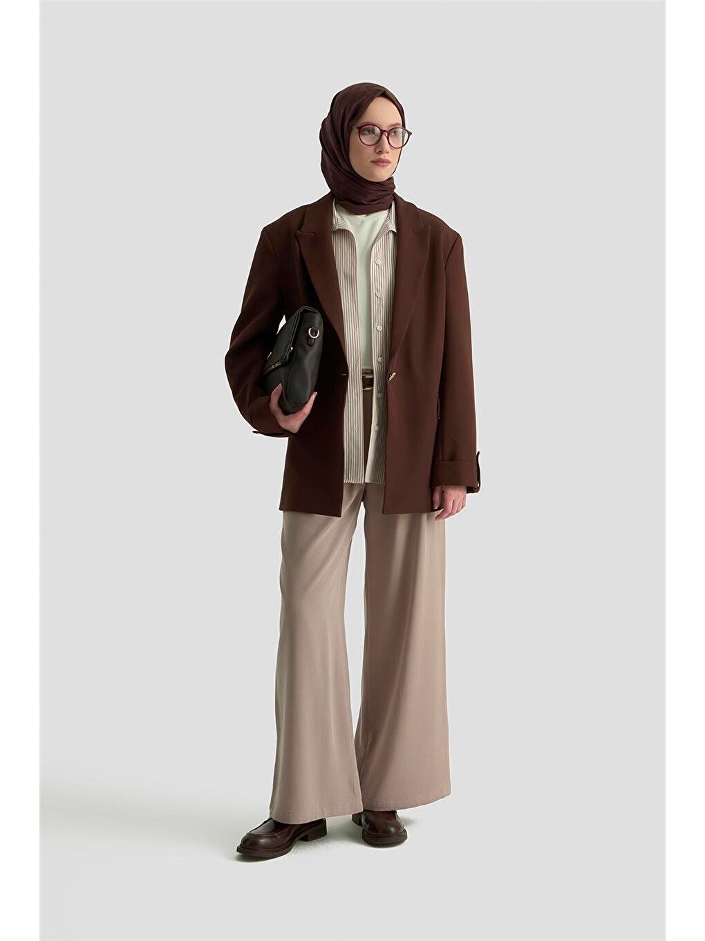 Bej Palazzo Pantolon Vizon-1