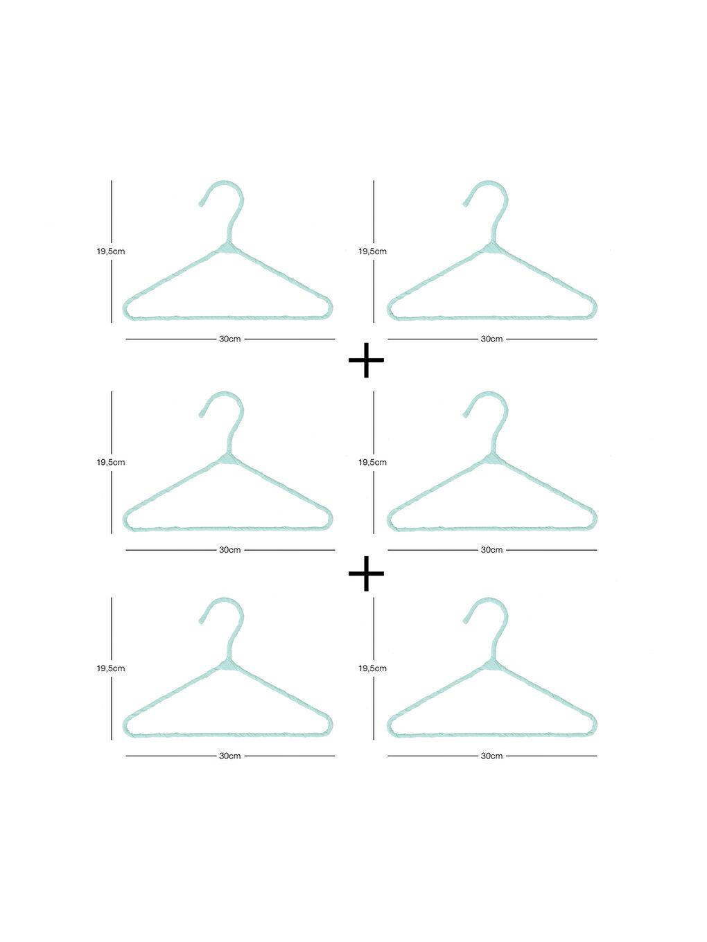 Yeşil 6'lı Mint Renk Kumaş Kaplı Metal Bebek Giysi Askısı19.5 x 30 x 0.3 cm-6