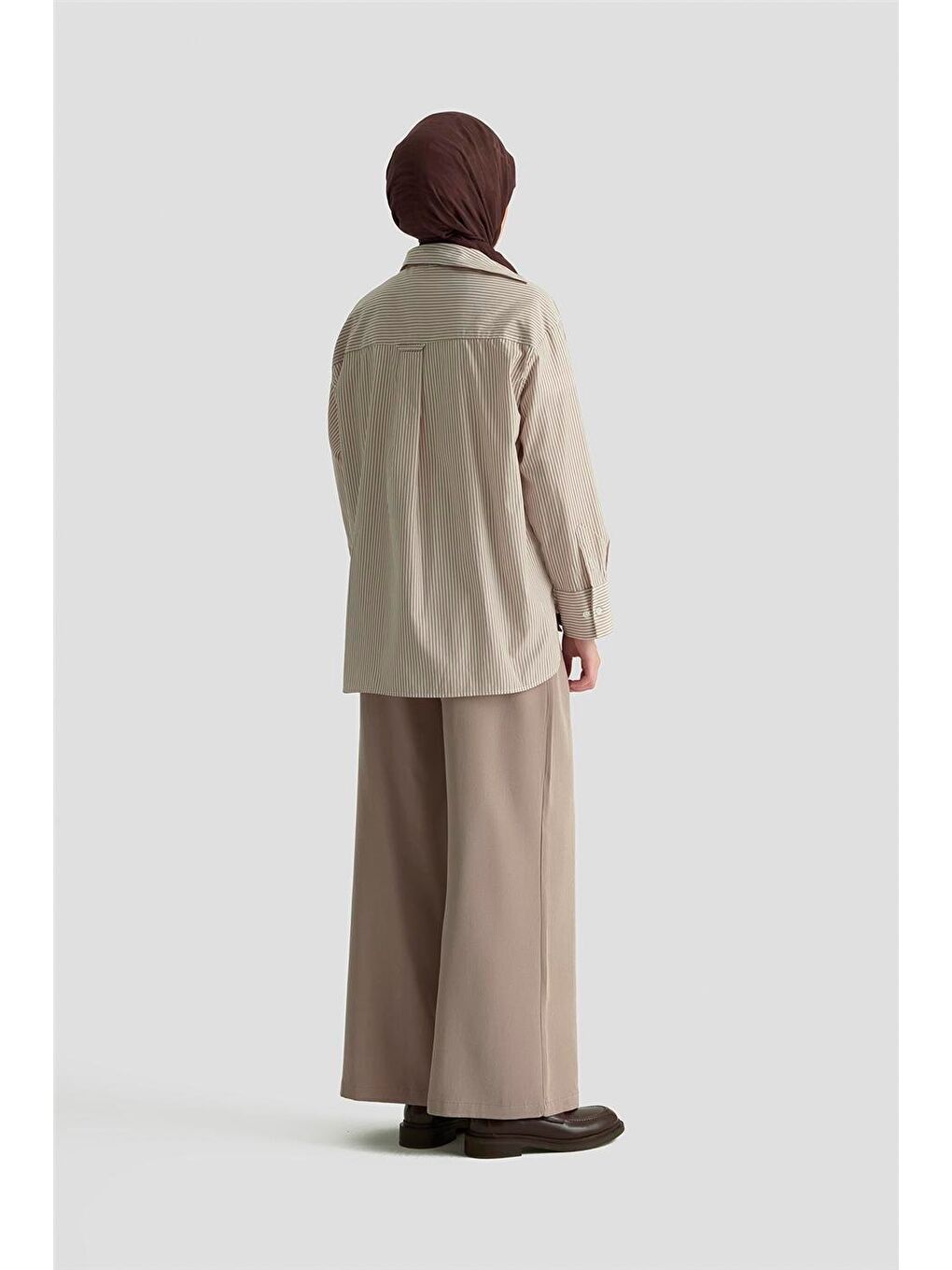 Bej Palazzo Pantolon Vizon-3