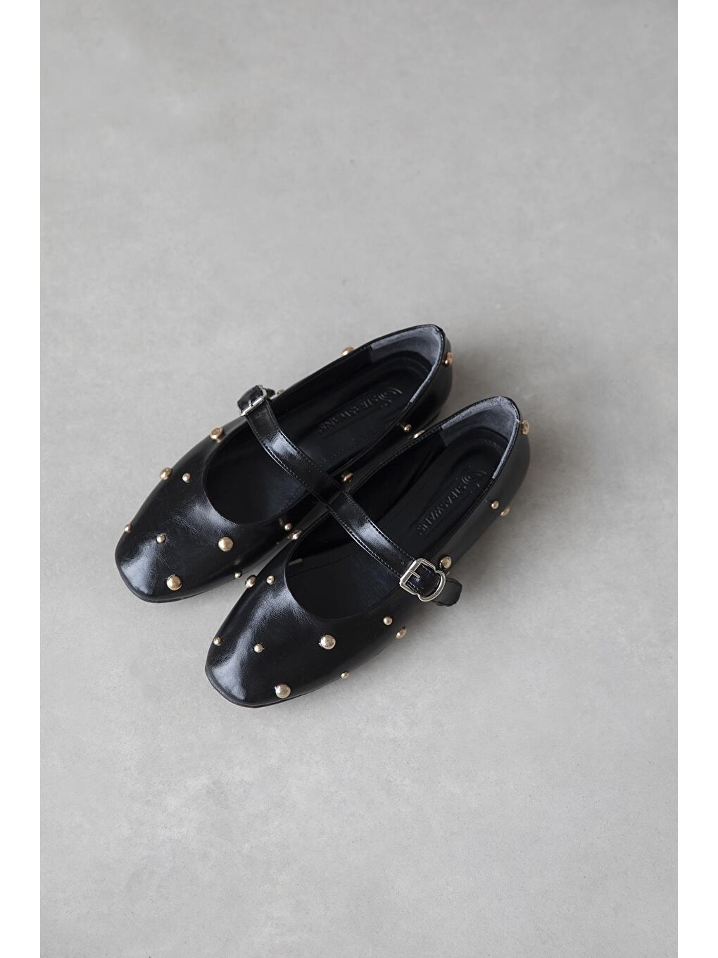 Daphne Kadın Drop Detay Kırışık Deri Babet Siyah-1