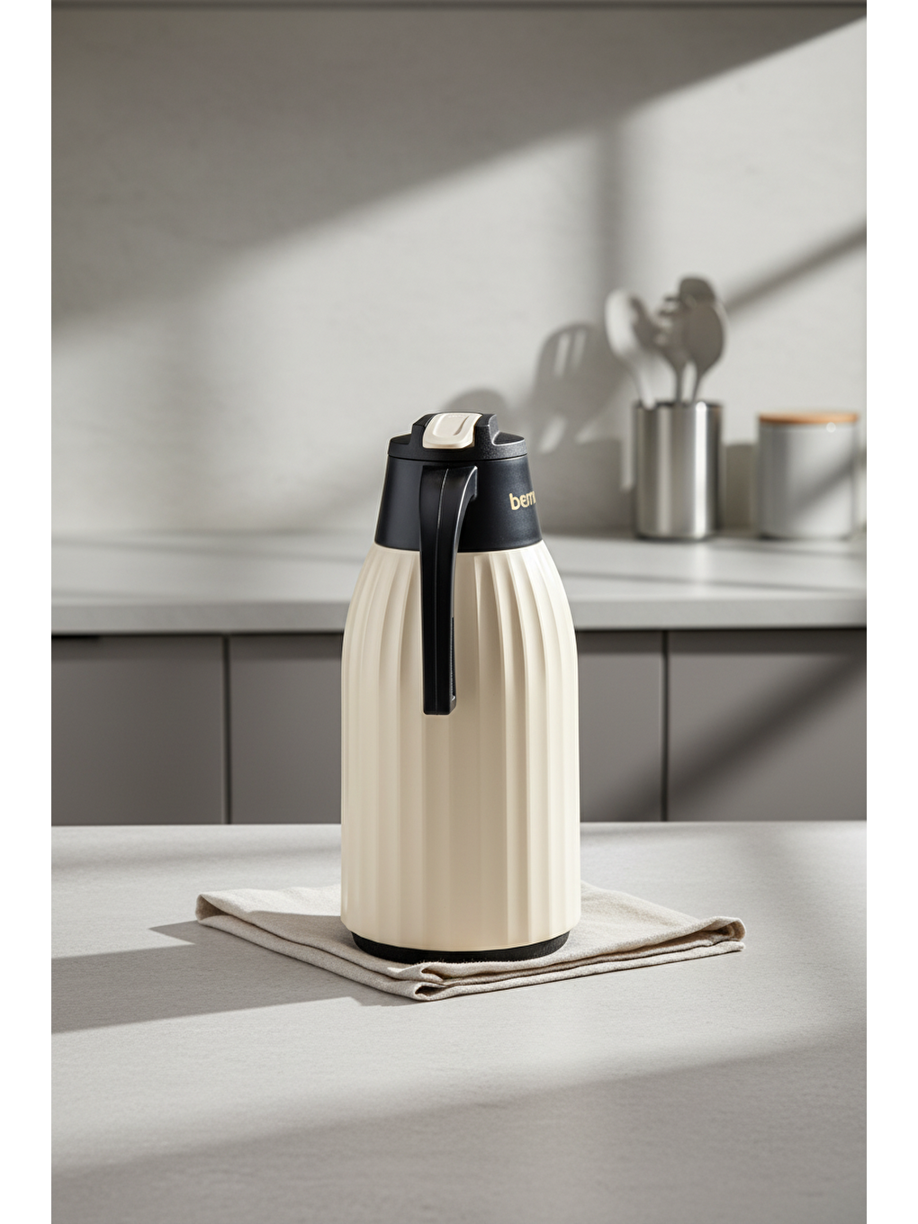 Ekru Silva Cam Termos Krem 1.5 Litre