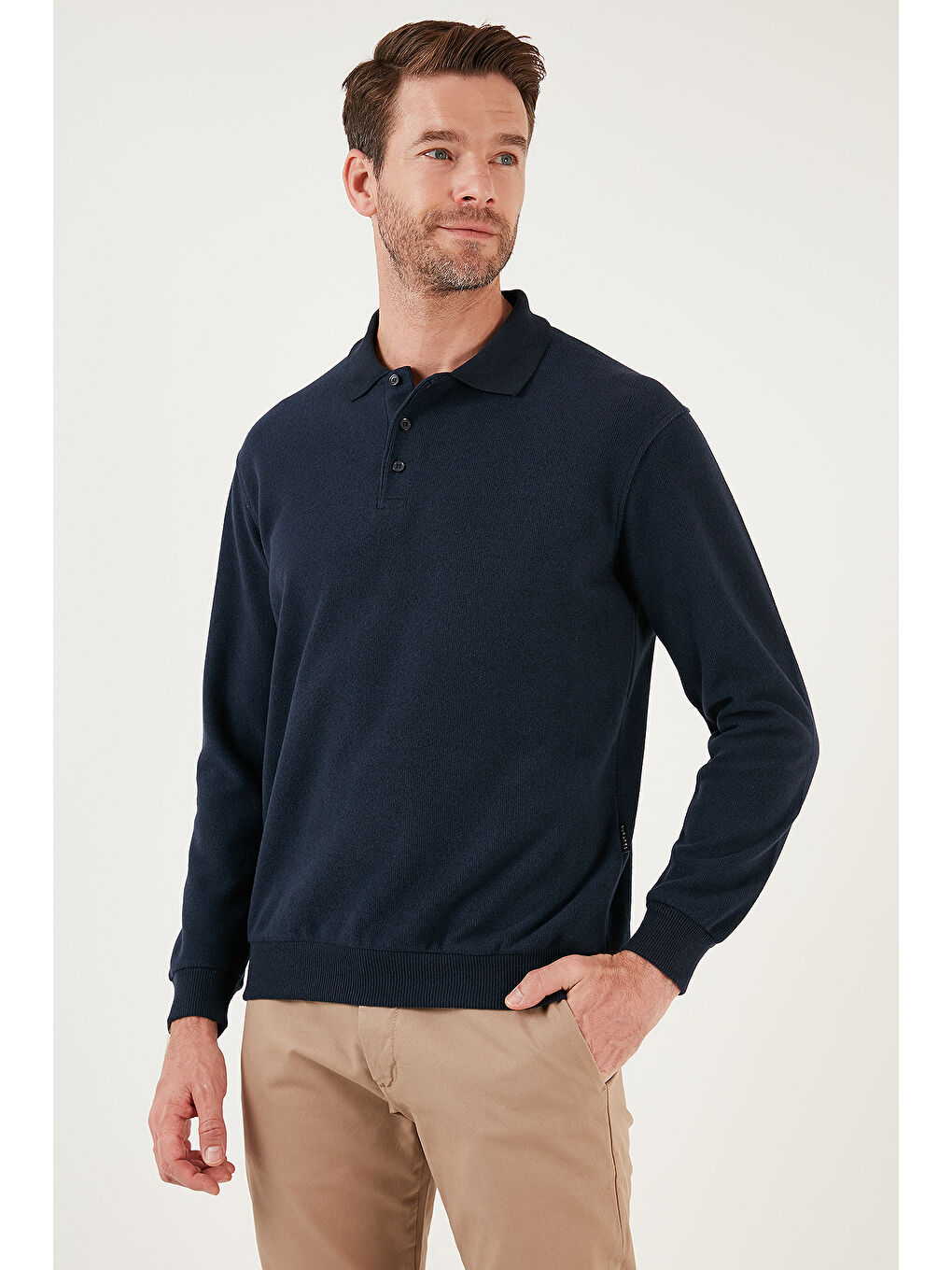 Haki Pamuk Karışımlı Regular Fit 2'li Paket Polo Yaka Büyük Beden Kazak 456223S2-2